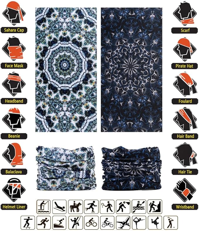 VANCROWN Headband Neck Gaiter Head Wrap Headwear Face Mask Magic Scarf Bandana for Men and Women