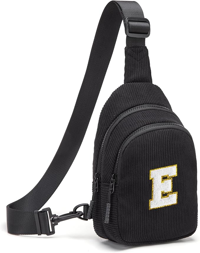 Viverte Small Corduroy Sling Bag Initial Crossbody Bag Fanny Pack for Girls Personalized Birthday Gifts for Teen Girls Gifts