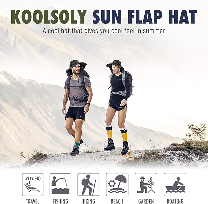 Outdoor Sun Hat for Men with 50+ UPF Protection Safari Cap Wide Brim Fishing Hat with Neck Flap, for Dad…