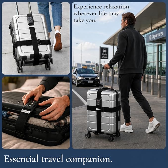 Brookstone Luggage Strap - 2-in-1 TSA-Approved Expandable Luggage Straps for Suitcases with Keyless 3-Digit Combination Lock, Size One Size, Vintage Green