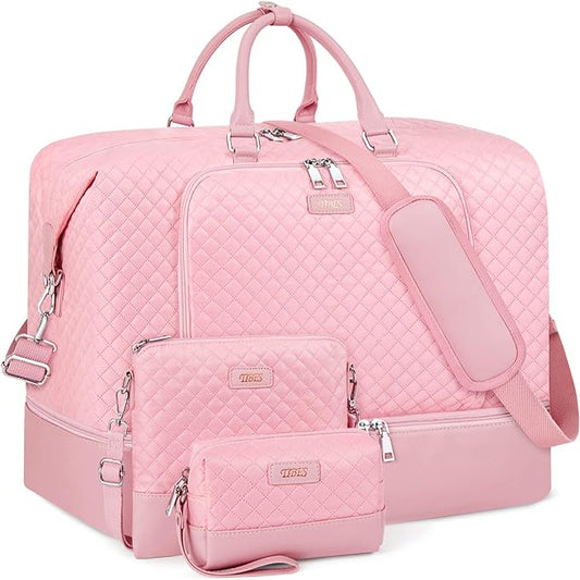 Travel Weekender Bag for Women, 21" Overnight Bag with Shoe Compartment 50L Large Travel Duffel Bag Carry On Tote for Weekend, Overnight, Business Trips, Water Resistant