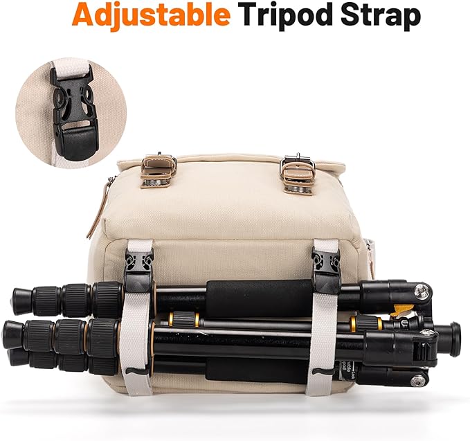 Cwatcun Camera Sling Bag for Women， Small Crossbody Bag Canvas Purse Compatible for Canon, Nikon, Sony Mirrorless Cameras & Lenses Cute Retro Beige