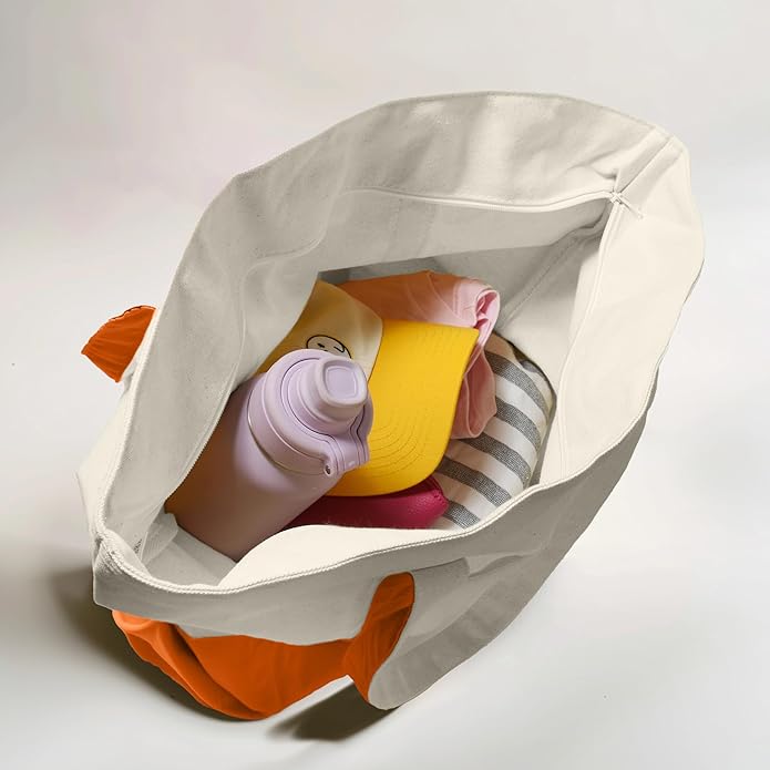 22" Heavy Duty Cotton Canvas Tote Bag (Zippered)