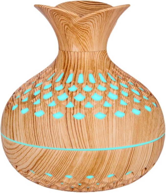 Humidifiers for Bedroom, 300ml Portable Mini Humidifier Wooden Vase Flower Diffuser for Baby Bedroom Travel Office