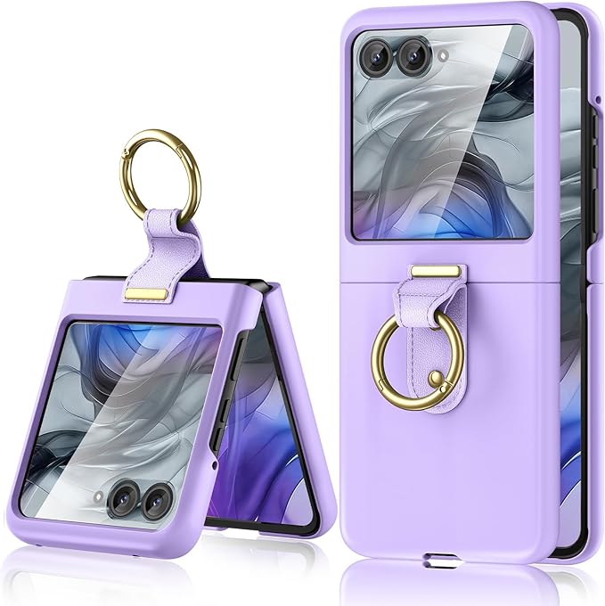 Maxdara for Motorola Razr 2026/2025/2024 Case with Ring [Not Fit Ultra or Plus], Moto Razr 2026 & Razr 2025 Case with Built-in Screen Protector Slim Thin Cover(Purple)