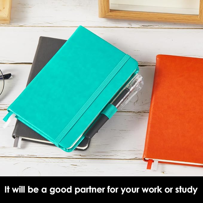 NIRMIRO 3 Pack Pocket Notebook Notepad with Pen, Mini Small Journal Notebook 3.7" x 5.7" for Women Writing, 408 Pages, Grey Orange Emerald