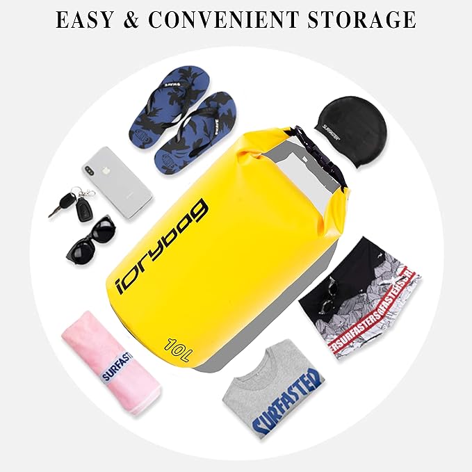 IDRYBAG Dry Bag for Kayaking Waterproof 2L/5L/10L/15L/20L, Small Dry Sack Waterproof Bag for Boating