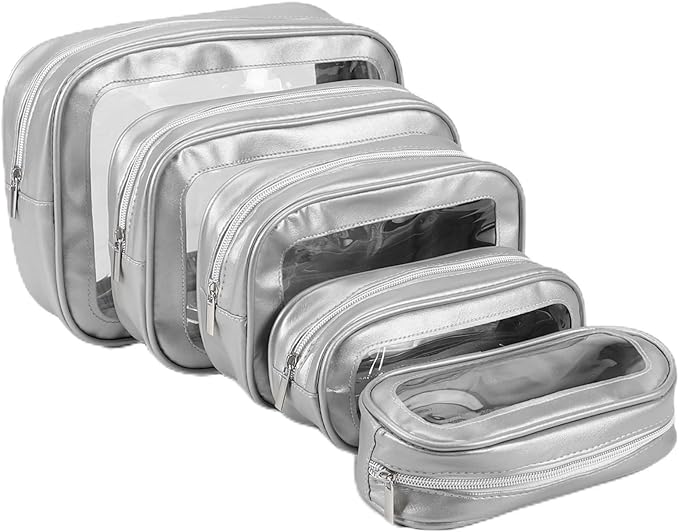 YOPCDJ 5PCS Diaper Bag Organizer Pouch Set, TSA Approved Toiletry Bag，Clear Waterproof TPU Makeup Bag Set Travel Organizer Bags for Women and Kids,Mothers Day Gifts