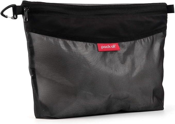 pack all Water-resistant Material Zipper Pouch, Mesh Zipper Bags for Storage, Travel, Office (Black, Large)