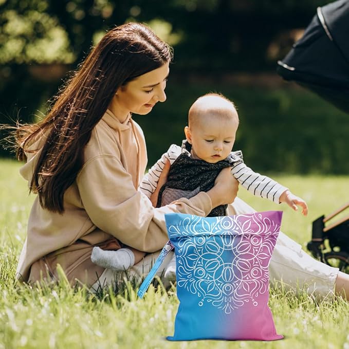Wet Dry Bag for Swimsuit and Towels for Swimsuit Travel Beach Pool Diapers Dirty Yoga Gym Clothes Hook to Stroller Makeup Bag Waterproof Totem Decor