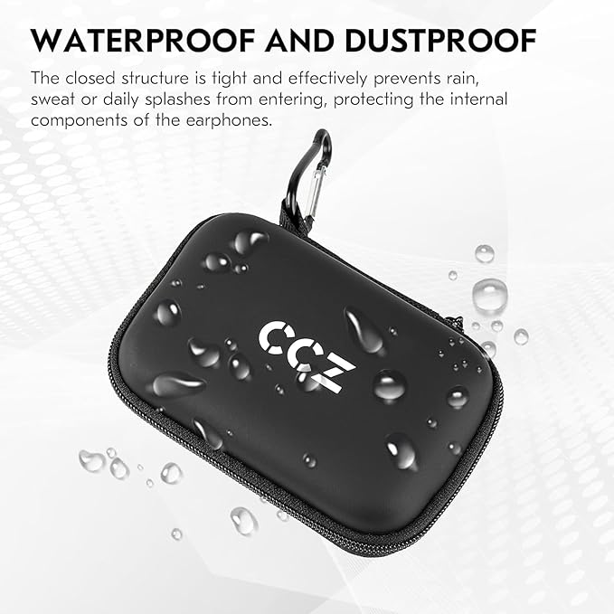 KZ ZS10 Pro IEM Case for in Ear Monitor, CCZ ZC02 PRO Earbuds Case with Carabiner, EVA Travel Storage Bag for CCA CRA, Shure SE215, Moondrop Chu, CCZ Melody, KBEAR KS1, TANGZU, iems Cable, Ear Tips