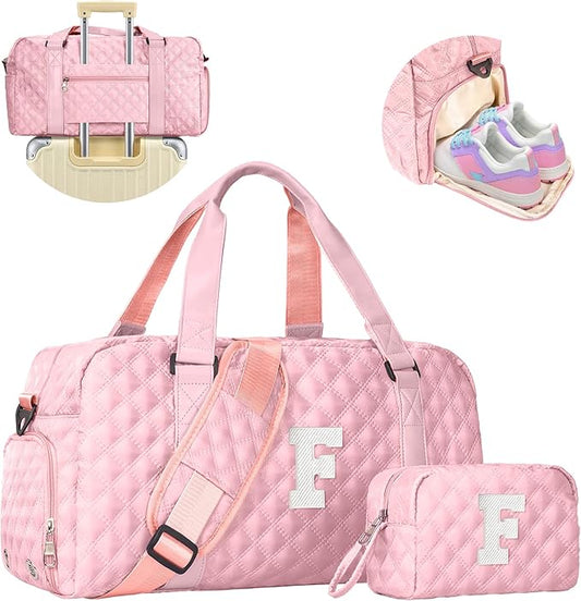 Elilier Gifts for Girls Age 10 11 12 13 14 15 16 17 18, Initial Travel Duffel Bag, Graduation Gifts for Her, Monogram Overnight Bag, Gift for Friend Sister Women gifts