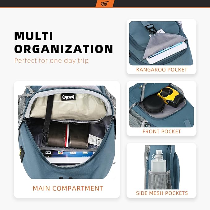 SKYSPER Sling Bag RFID Crossbody Sling Backpack Cross Body Shoulder Bag Travel Hiking Daypack for Women Men(Slateblue)