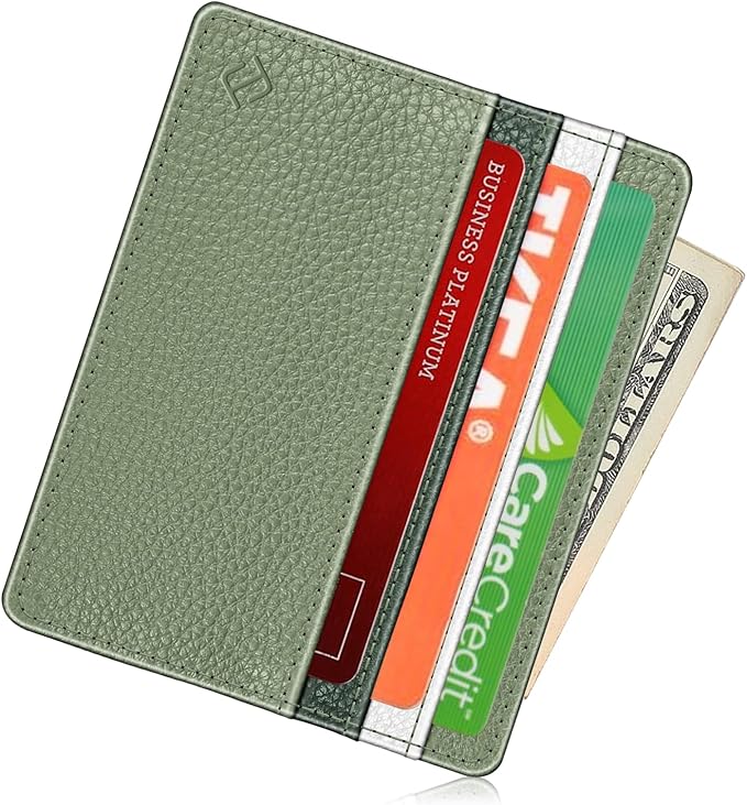 FINTIE Slim Minimalist Front Pocket Wallet, RFID Blocking Credit Card Holder Card Cases with ID Window for Men Women, gradient green