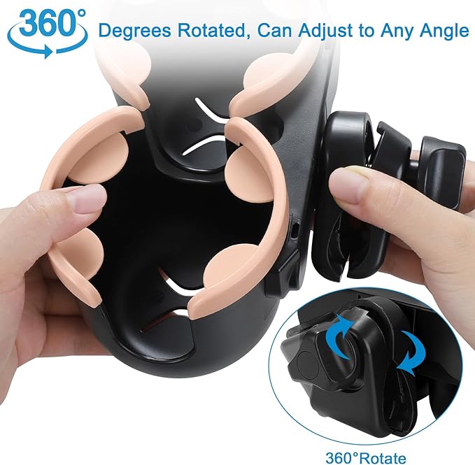 Accmor Stroller Cup Holder with Phone Holder, Bike Cup Holder, Universal Cup Holder for Uppababy Nuna Doona Strollers, 2-in-1 Cup Holder for Walker, Wheelchair, Scooter