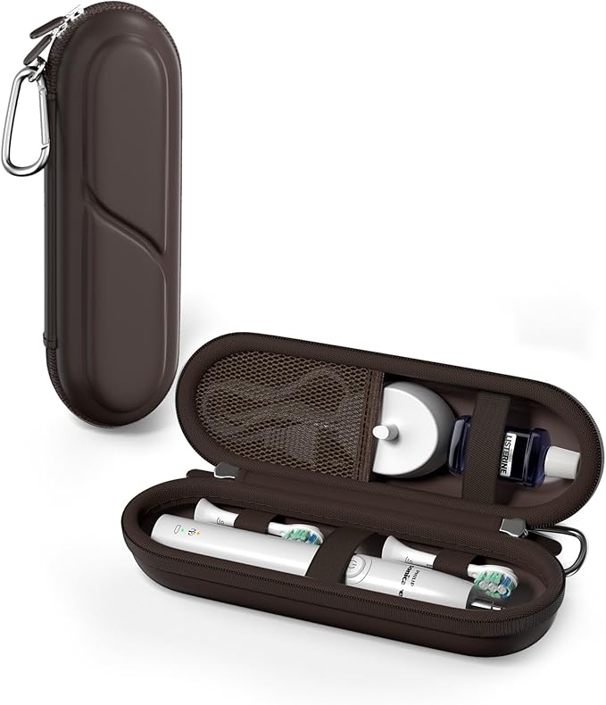 ProCase Toothbrush Travel Case for Oral-B/Oral-B Pro 1000 1500 5000 7000 7500 6000 9600/Philips Sonicare 4100 5100 1100 6100 5300 Oral-B iO Electric Toothbrush Portable Hard Container -Chocolate