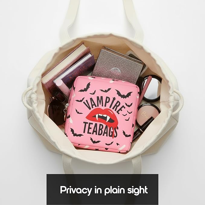Period Pouch – Compact, Stylish, Discreet Period Bag For School with Waterproof Lining Fits Pads & Tampons, Cute Pad Bag for Teens, Travel, School, Girls Period Kit