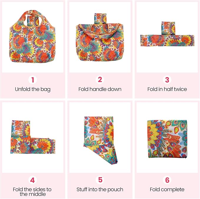 Weewooday 18 Pieces Foldable Reusable Shopping Bags Machine Washable Grocery Bags Waterproof