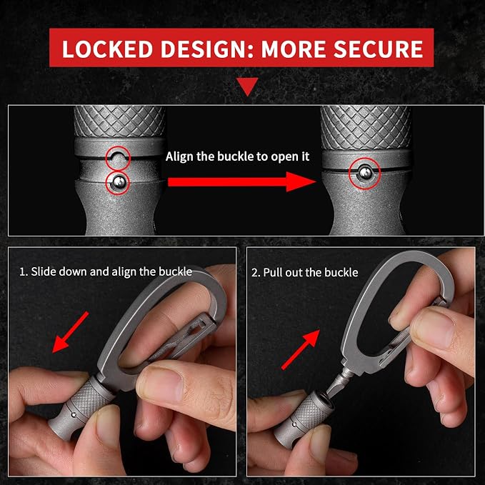 FEGVE Titanium Quick Release Swivel Keychain, Pull Apart Detachable Keychain Heavy Duty Car Key Holder with Key Rings
