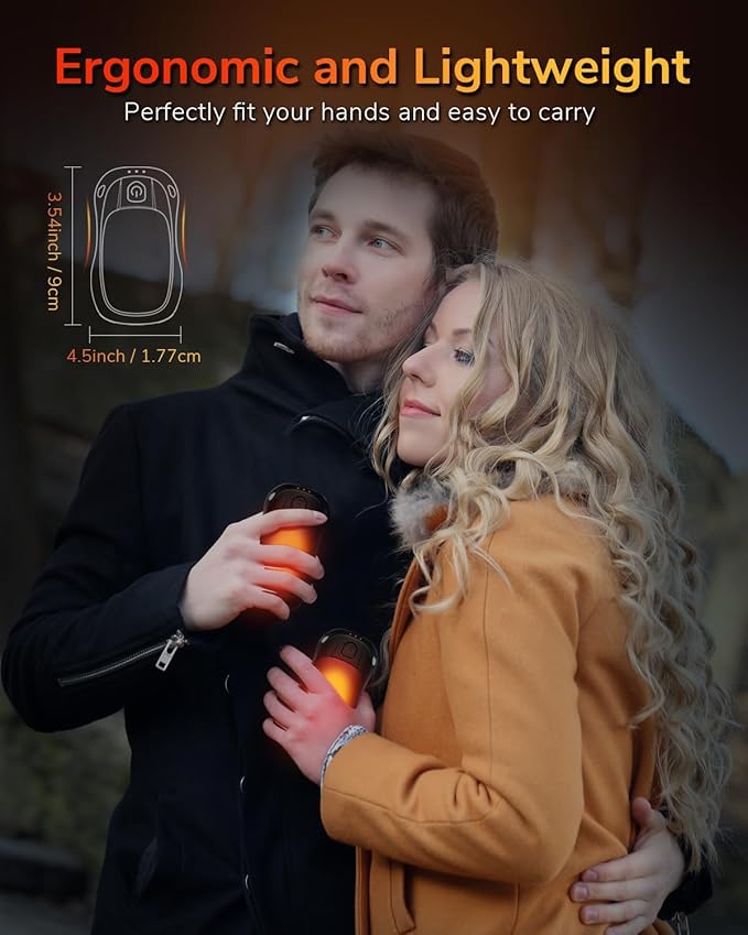 Hand Warmers Rechargeable 2 Pack, MKG Electric Hand Warmer, 24Hrs Long Lasting Reusable HandWarmers with 3 Levels Quick Heat, Portable Pocket Heater for Camping, Hunting, Golf, Women Wen Winter Gift