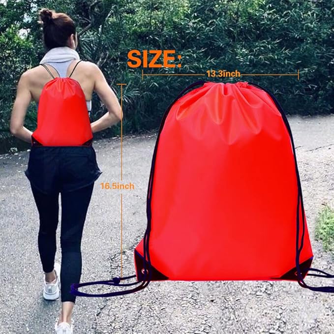 CODOBON 40 Pcs Drawstring Backpack Bulk Draw String Bags Cinch Polyester Bag for Gym Sport, Red