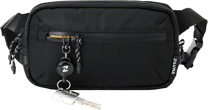 2L Sling Bag for Men & Women - Anti-Theft RFID Blocking Fanny Pack with Lockable Zippers, Water Resistant Lightweight Crossbody Bag for Travel Hiking Running Gym Walking Daily Use(Black)