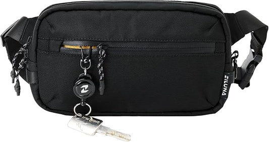 2L Sling Bag for Men & Women - Anti-Theft RFID Blocking Fanny Pack with Lockable Zippers, Water Resistant Lightweight Crossbody Bag for Travel Hiking Running Gym Walking Daily Use(Black)