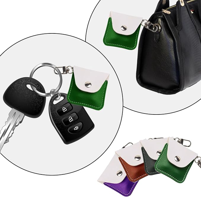 Leather Ring Holder Keychain for Gym, Portable Jewelry Travel Ring Keeper Case for Wedding ring and Necklaces