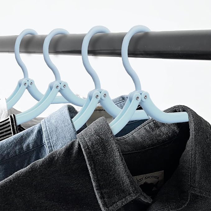 6PCS Portable Folding Clothes Hangers Clothes Drying Rack for Travel (Blue)