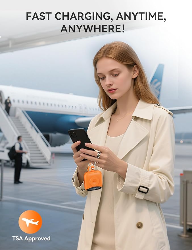citicr Portable Charger, 10000mAh 22.5W Fast Charging Power Bank with Built-in Cables, Travel Battery Pack with LED Display for iPhone, Portable iWatch Charger for 11/10/9/8/7/6/5/SE/Ultra Orange