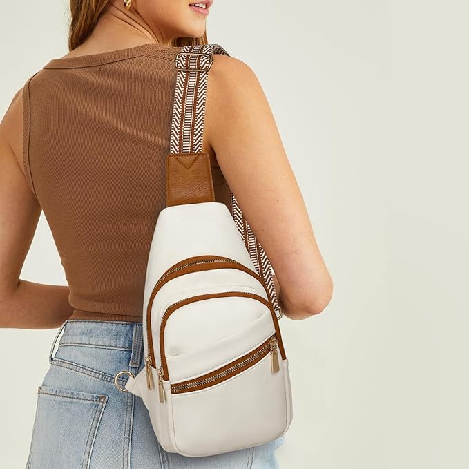 GAEKEAO Crossbody Sling Bag for Women, Leather Crossbody Bags Fanny Packs for Women, Travel Cross Body Bag Chest Bag Womens Crossbody Purse