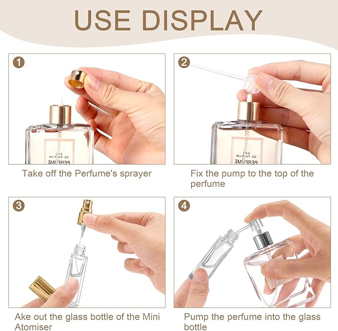 Domensi 30 Pcs 10/15/20/30 ml Perfume Travel Refillable Glass Bottles Spray Bottle Perfume Atomizer for Cologne Dispenser Leak-proof Fragrance Bottles Atomizer Pump Kit (20 ml,Gold)