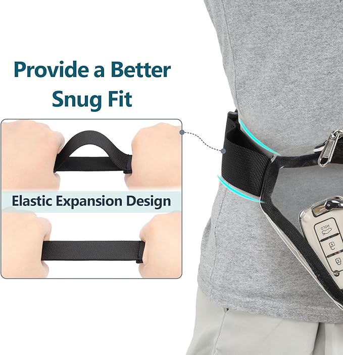 Veckle Clear Fanny Pack Stadium Approved - Adjustable 33-47 Inch Strap, Transparent Belt Bag for Women Men Fits 7.5-inch Smartphone, Waist Bag Clear Bag for Sport Events, Concerts, 2-Pack Black
