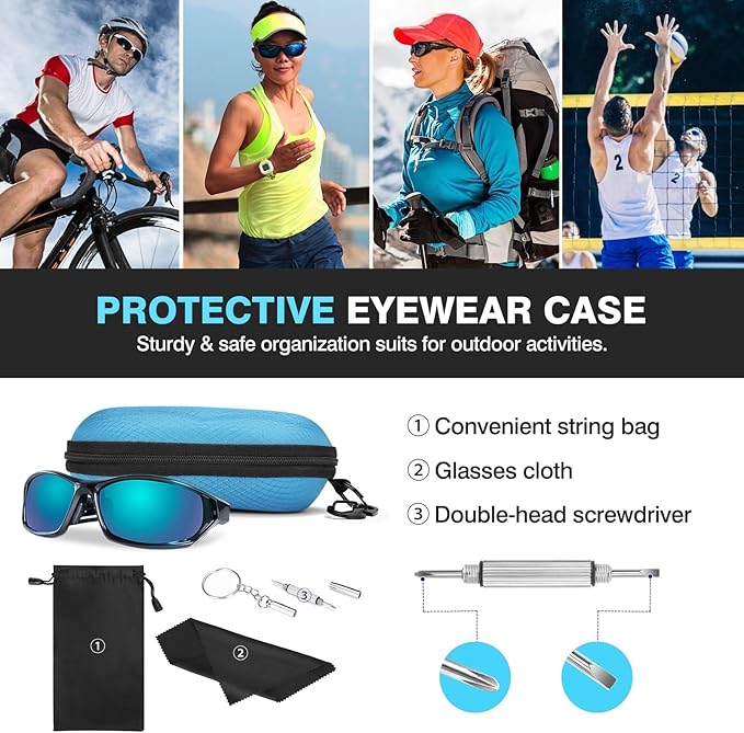 MoKo Semi Hard Shell Sunglasses Case, Unisex Protective Eyeglass Case Glasses Case Holder with Metal Hanging Hook