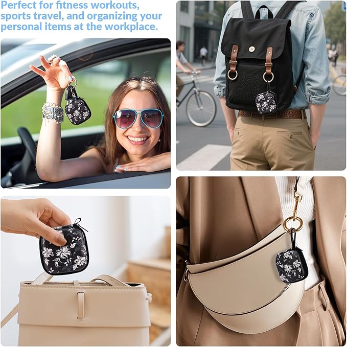 Earbud Case, Personalised Patterned Portable EVA Headphone case Cell Phone Accessories Organizer with Carabiner for Wired/Wireless Earphone, Earbud, Earpieces, SD Memory Card, Camera Chips