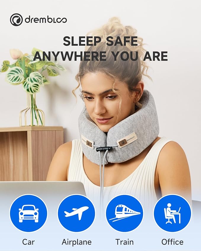 Neck Pillow Airplane, CertiPUR-US® BASF Memory Foam Travel Pillows with Comfortable Breathable Cover, Ergonomic Design Compact Airplane Pillow for Flight Headrest Sleep, Portable Plane Accessories