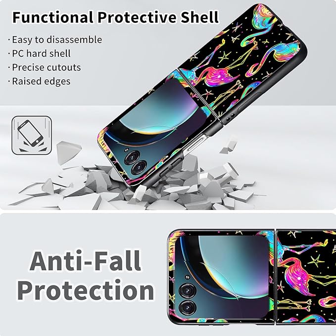 for Motorola Razr Plus 2025 Case,for Razor Plus 2025 Phone Case Cute Slim Hard PC Ultra-Thin Anti-Scratches Shockproof Protective Cover,Glitter Flamingo