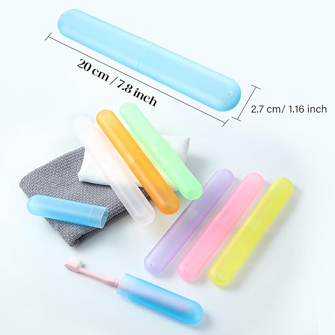 Boao 20 Pcs Travel Toothbrush Case Holder, Portable Toothbrush Storage, Classroom Pencil Case for Kids, Assort Color Toothpaste Cover Protector for Travel Use (Bright Color)