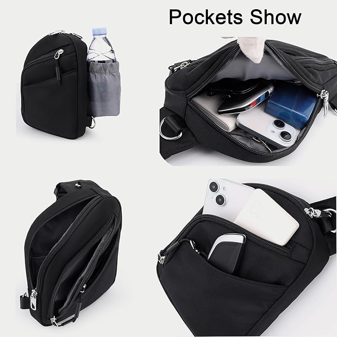 Anti Theft Crossbody Bag for Men Women, RFID Blocking Small Sling Bag Waterproof Shoulder for Hiking Daily Commute
