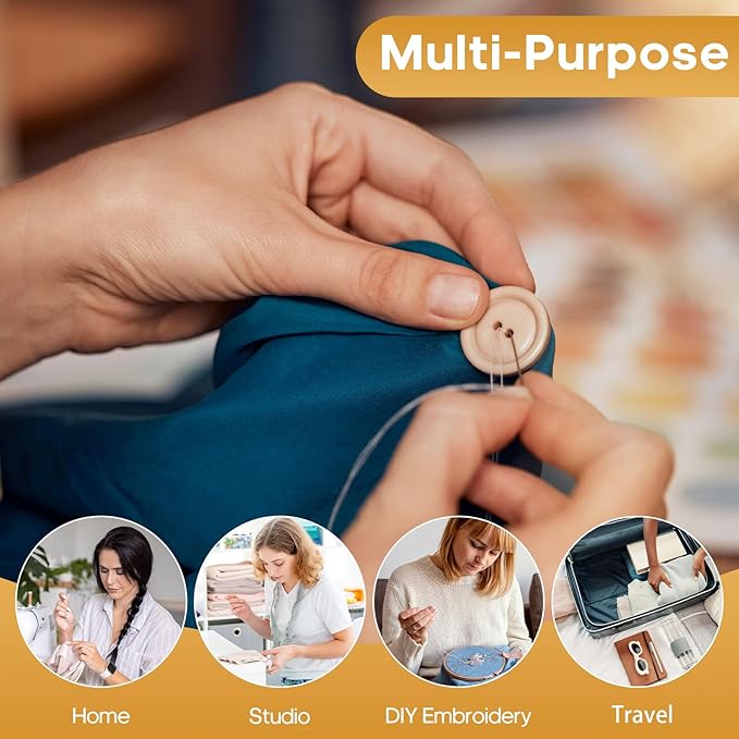 Travel Sewing Kit, Portable Emergency Sewing Repair Kit with Needles,Threads,Scissors,Tape Measure,Thimble & Threaders, Clear Zipper Pouch Sew Kit for Adults, Home,Office,Dorm,Business Trips & Gifts
