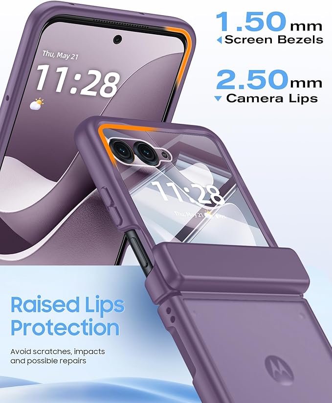 for Motorola Razr Ultra 2026 Case/Razr Ultra 2025 Case with Hinge Protection, Screen Protector, Skin Feel Translucent Frosted, Shockproof Slim Cover for Razr Ultra 2026/2025 -Purple
