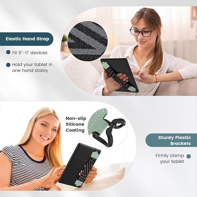 MoKo Security Hand-Strap for 9-11 Inch Tablets, iPad Pro/Air/Kindle Fire HD/Samsung, Versatile Hand Strap, Mint Green