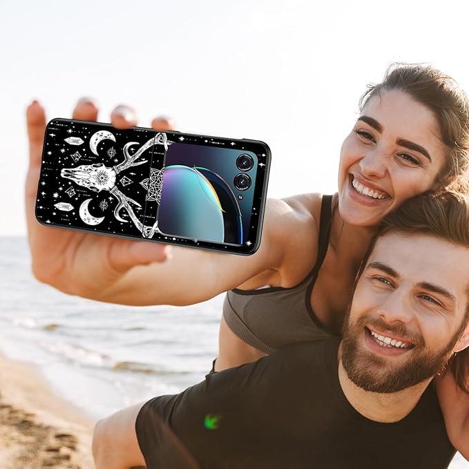 for Motorola Razr 2025 Case,for Moto Razr 60 Phone Case Cute Slim Hard PC Ultra-Thin Anti-Scratches Shockproof Protective Phone Cover,Black Deer Skull
