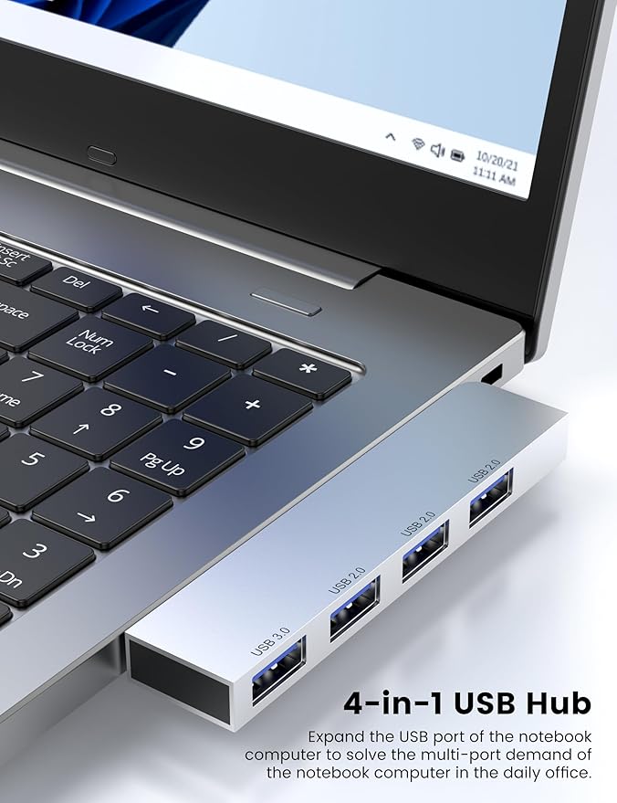 Multi Port USB Hub, Fidioto 4 Port USB Adapter(1 * 3.0 Hub, 3 * 2.0 Hub), USB Hub for Laptop, iMac Pro, MacBook Air, Mac mini/Pro, Notebook PC, USB Flash Drives and Mobile HDD Etc.