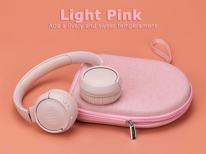 Ginsco Case Compatible with JBL Tune 510BT/520BT/500BT, Compatiblewith Sony WH-CH520/510, Ultra-Slim Hard Shell Headphone Case for On Ear Headphones (Pink)