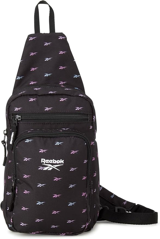Reebok Unisex Crossbody Bag - Convertible Compact Durable Cross Body Bag for Women and Men - Gym and Travel Essentials, Size One Size, Cosmos Black Ombre