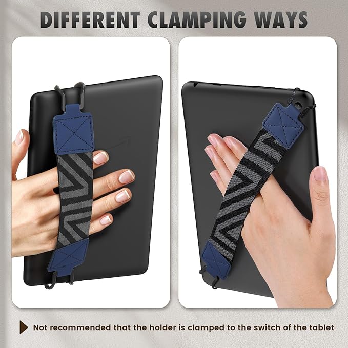 MoKo Security Hand-Strap for 9-11 Inch Tablets, iPad Pro/Air/Kindle Fire HD/Samsung - High-Elasticity Versatile Hand Strap, Lightweight Finger Grip Holder, Indigo