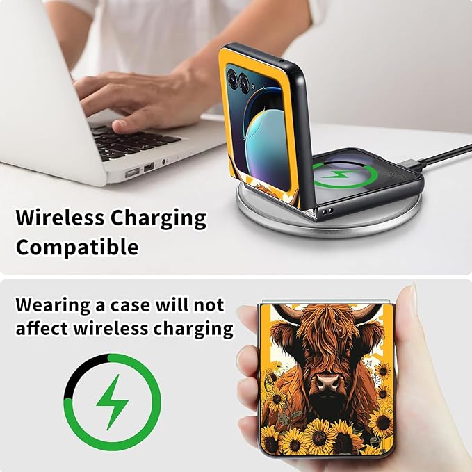 for Motorola Moto Razr Plus 2024 Case,for Moto Razr 50 Ultra Case Cute Slim Hard PC Thin Anti-Scratches Shockproof Protective Phone Cover for Motorola 50 Ultra,Cute Cattle Flower