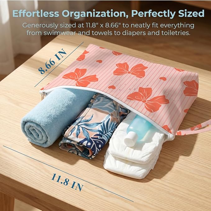 Fokongna Reusable Waterproof Wet Bags 4 Pack, Leak Resistant Dry Wet Separation Organizer for Swim Wear Beach Towels Gym Clothes Travel Essentials