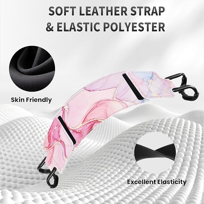 MoKo 2 Pack Security Hand Strap for 6-8" eReaders Fire Tablet -Kindle/Kobo/Voyaga/Lenovo/Sony E-Book Tablet, High-Elasticity Versatile Hand Strap Lightweight Finger Grip Holder, Pink+Marble Pink